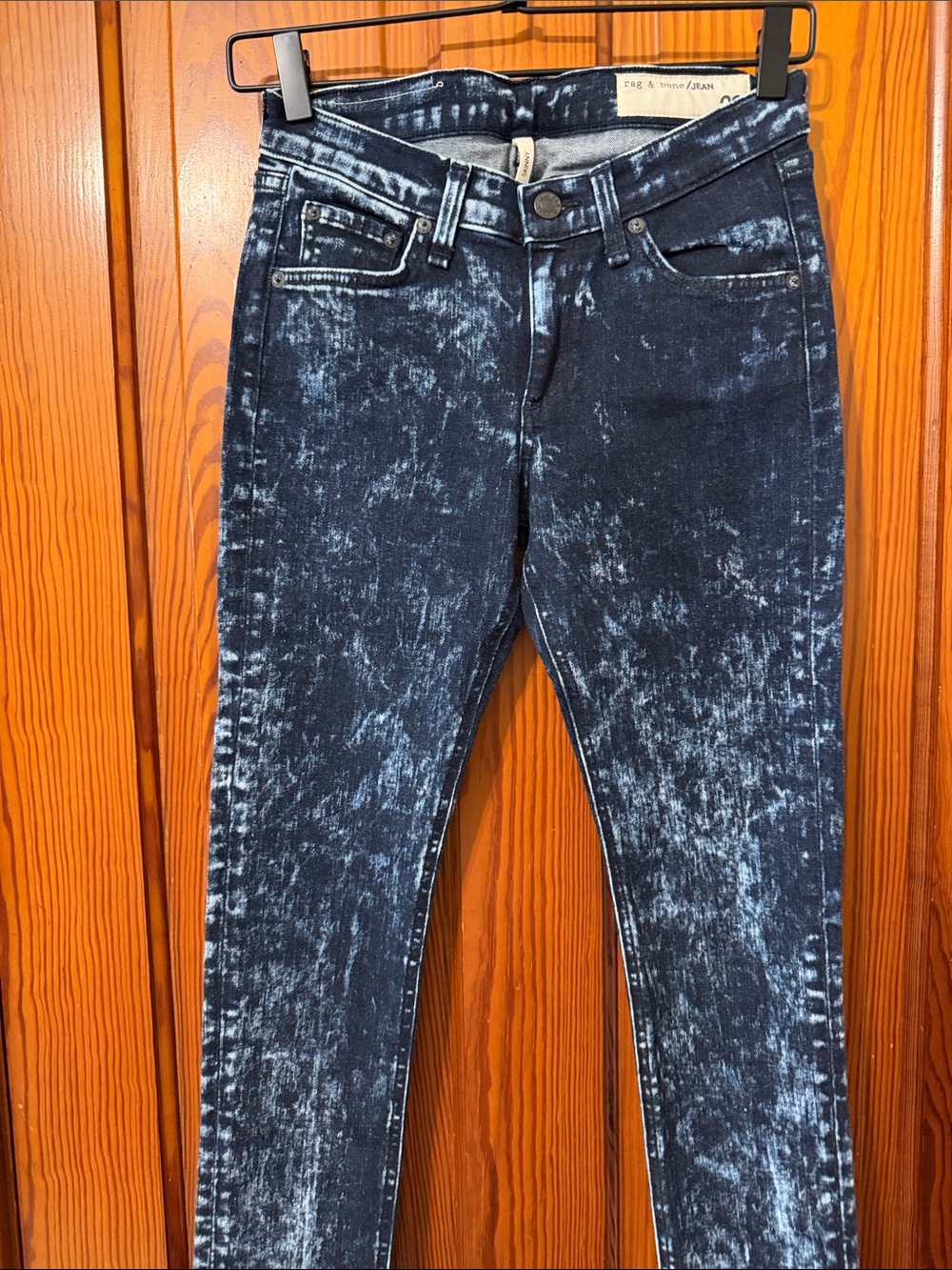 New Rag and Bone Acid Wash Skinny Jeans - Size 26 - Grunge Edgy Premium Denim - Picture 4 of 15